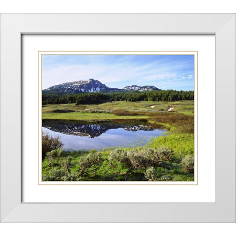 Wyoming, A tarn in the Rocky Mountains of Wyoming White Modern Wood Framed Art Print with Double Matting by Talbot Frank, Christopher