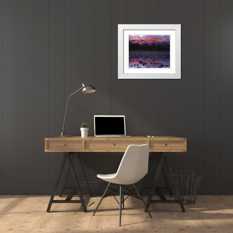 WY, Grand Tetons and the Snake River at sunrise White Modern Wood Framed Art Print with Double Matting by Talbot Frank, Christopher