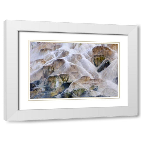 Wyoming, Yellowstone NP Palette Spring waterfall White Modern Wood Framed Art Print with Double Matting by Bush, Marie
