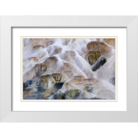 Wyoming, Yellowstone NP Palette Spring waterfall White Modern Wood Framed Art Print with Double Matting by Bush, Marie