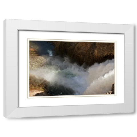 Wyoming, Yellowstone Yellowstone River waterfall White Modern Wood Framed Art Print with Double Matting by Grall, Don