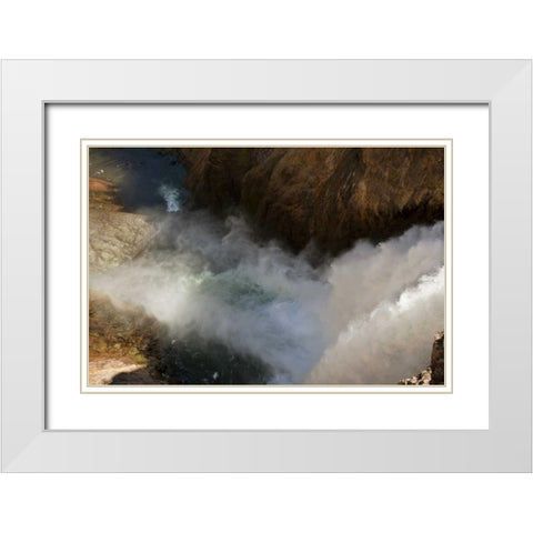 Wyoming, Yellowstone Yellowstone River waterfall White Modern Wood Framed Art Print with Double Matting by Grall, Don
