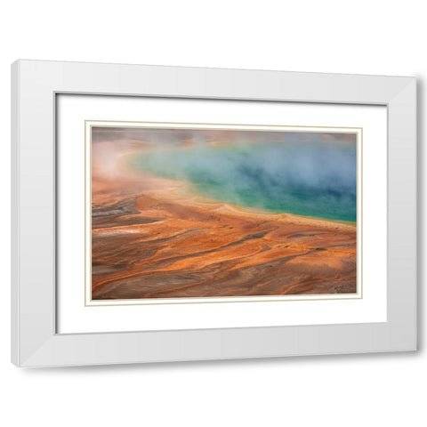 Wyoming-Yellowstone National Park Grand Prismatic Spring scenic White Modern Wood Framed Art Print with Double Matting by Jaynes Gallery