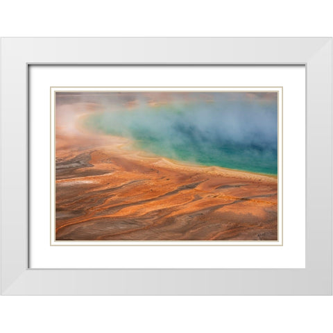 Wyoming-Yellowstone National Park Grand Prismatic Spring scenic White Modern Wood Framed Art Print with Double Matting by Jaynes Gallery