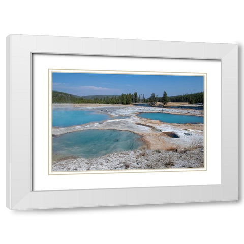 USA-Wyoming-Yellowstone National Park-Biscuit Basin-Black Diamond Pool White Modern Wood Framed Art Print with Double Matting by Hopkins, Cindy Miller