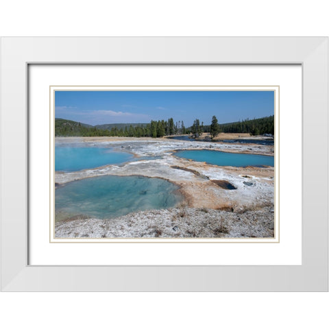 USA-Wyoming-Yellowstone National Park-Biscuit Basin-Black Diamond Pool White Modern Wood Framed Art Print with Double Matting by Hopkins, Cindy Miller
