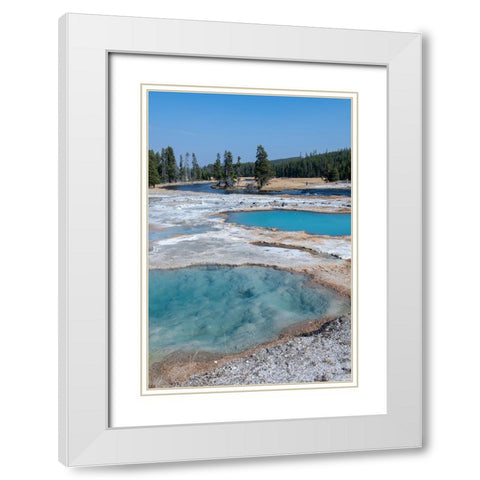 USA-Wyoming-Yellowstone National Park-Biscuit Basin-Black Diamond Pool White Modern Wood Framed Art Print with Double Matting by Hopkins, Cindy Miller