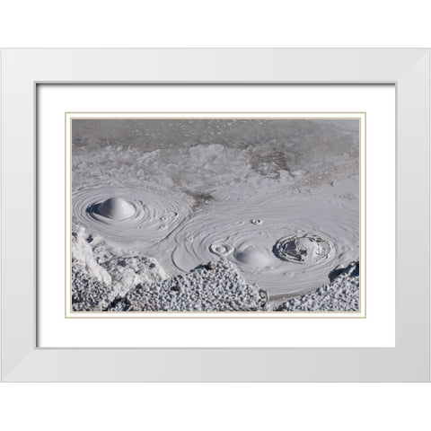 USA-Wyoming-Yellowstone National Park-Atrists Paintpots-Boiling hot mud pots White Modern Wood Framed Art Print with Double Matting by Hopkins, Cindy Miller