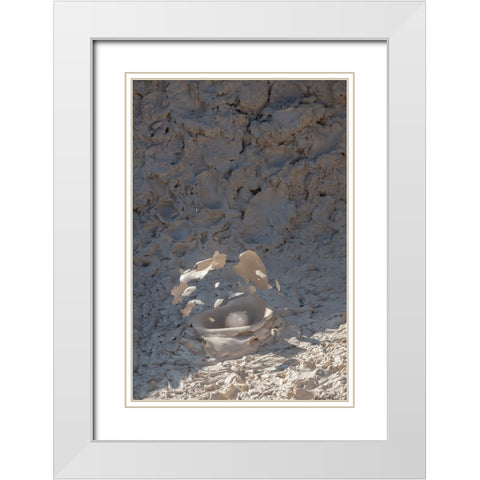 USA-Wyoming-Yellowstone National Park-Atrists Paintpots-Boiling hot mud pots-Detail of exploding bu White Modern Wood Framed Art Print with Double Matting by Hopkins, Cindy Miller