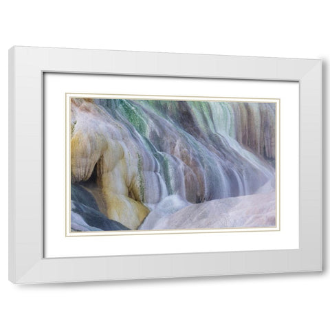 USA- Wyoming- Yellowstone National Park. Mammoth Hot Springs White Modern Wood Framed Art Print with Double Matting by Gulin, Darrell