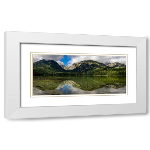Panoramic reflection in Bradley Lake-Grand Teton National Park-Wyoming White Modern Wood Framed Art Print with Double Matting by Garber, Howie