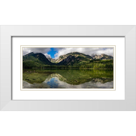Panoramic reflection in Bradley Lake-Grand Teton National Park-Wyoming White Modern Wood Framed Art Print with Double Matting by Garber, Howie