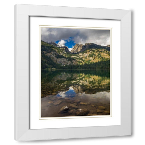 Landscape with reflection of Teton Mountains in Bradley Lake-Grand Teton National Park-Wyoming White Modern Wood Framed Art Print with Double Matting by Garber, Howie