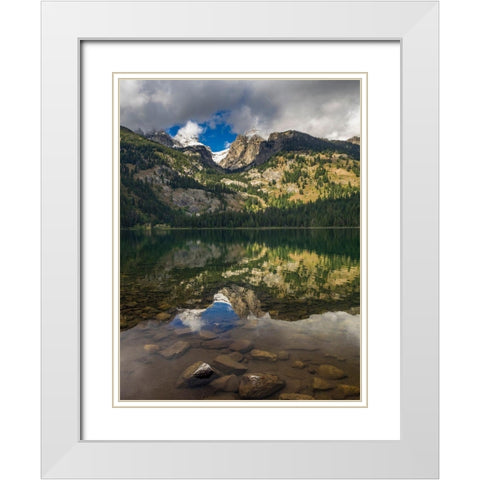 Landscape with reflection of Teton Mountains in Bradley Lake-Grand Teton National Park-Wyoming White Modern Wood Framed Art Print with Double Matting by Garber, Howie