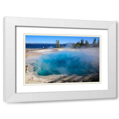 Yellowstone National Park-West Thumb Geysers-Lake Yellowstone White Modern Wood Framed Art Print with Double Matting by Sienda, Jolly