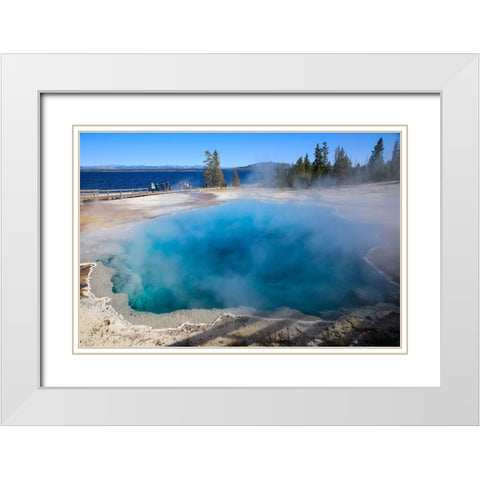 Yellowstone National Park-West Thumb Geysers-Lake Yellowstone White Modern Wood Framed Art Print with Double Matting by Sienda, Jolly