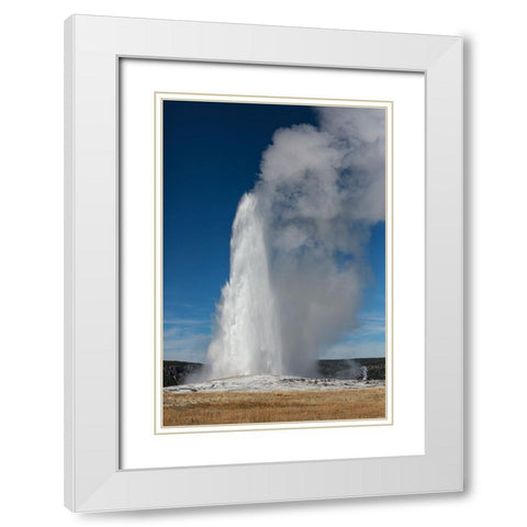 Yellowstone National Park-USA-Old Faithful White Modern Wood Framed Art Print with Double Matting by Sienda, Jolly