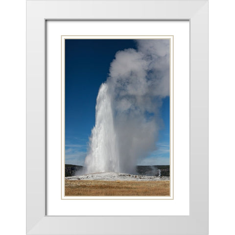 Yellowstone National Park-USA-Old Faithful White Modern Wood Framed Art Print with Double Matting by Sienda, Jolly