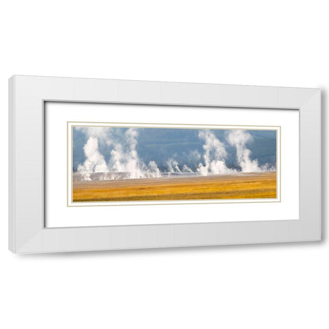 Wyoming- Yellowstone National Park. Thermal activity at Lower Geyser Basin White Modern Wood Framed Art Print with Double Matting by Wild, Jamie and Judy