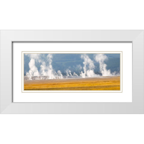 Wyoming- Yellowstone National Park. Thermal activity at Lower Geyser Basin White Modern Wood Framed Art Print with Double Matting by Wild, Jamie and Judy