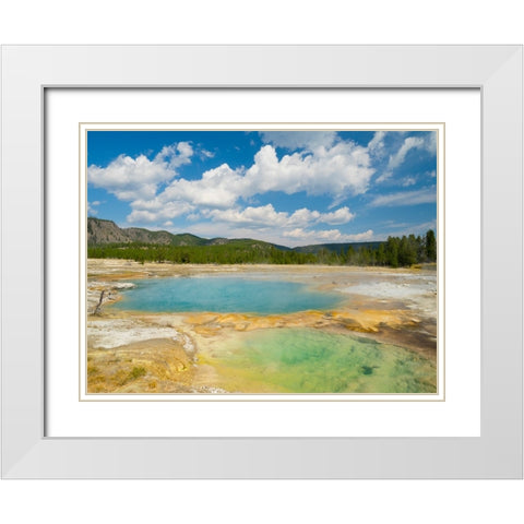 Wyoming- Yellowstone National Park. Black Opal Spring- Upper Geyser Basin White Modern Wood Framed Art Print with Double Matting by Wild, Jamie and Judy