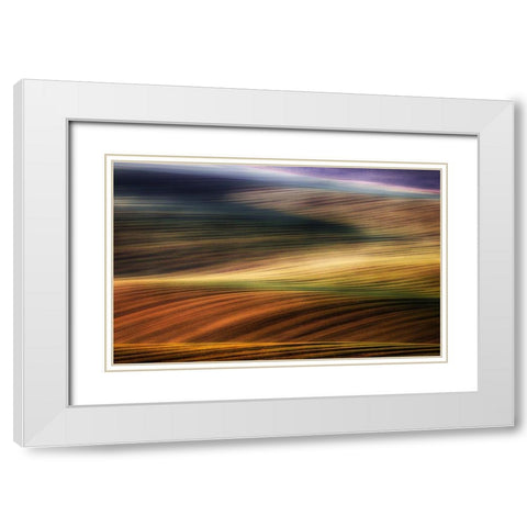 Autumn Fields White Modern Wood Framed Art Print with Double Matting by Krol, Piotr
