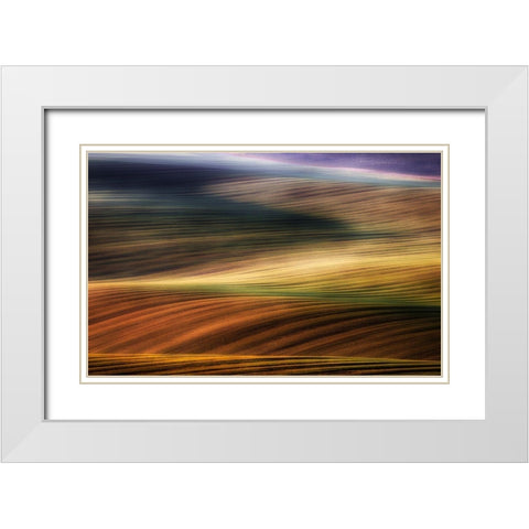 Autumn Fields White Modern Wood Framed Art Print with Double Matting by Krol, Piotr