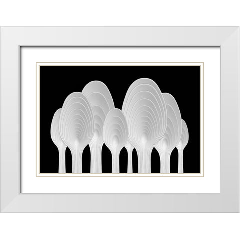 Spoons Abstract-Tree Rings White Modern Wood Framed Art Print with Double Matting by Hammer, Jacqueline