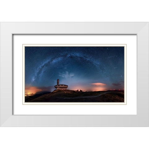 Perseids Over Buzludzha White Modern Wood Framed Art Print with Double Matting by Asanov, Ruslan