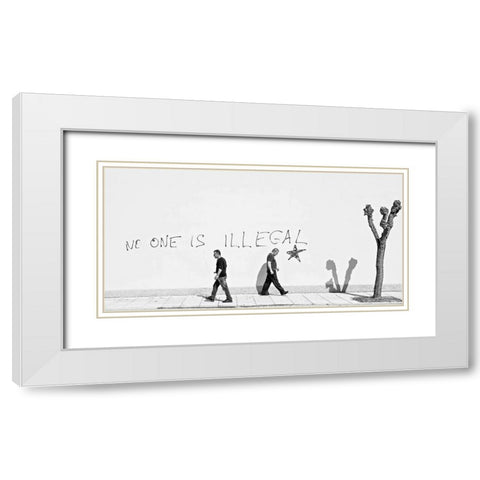 No One Is Illegal White Modern Wood Framed Art Print with Double Matting by Sander, Martin