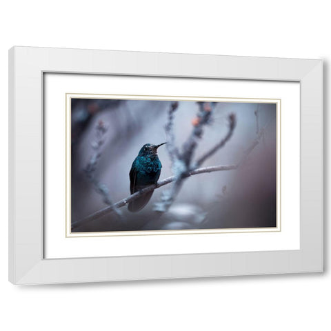 Electrical Blue White Modern Wood Framed Art Print with Double Matting by Bravin, Fabien