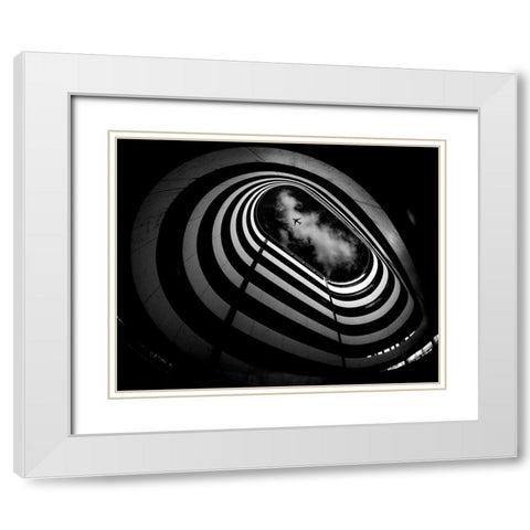 Hole White Modern Wood Framed Art Print with Double Matting by Tajima, Koji