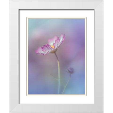 Pink Elegance White Modern Wood Framed Art Print with Double Matting by Koumura, Miyako