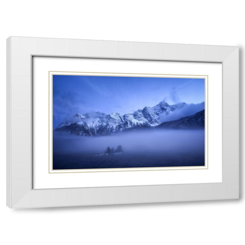 Misty Winter Evening White Modern Wood Framed Art Print with Double Matting by Gastager, Daniel