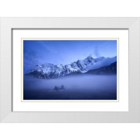 Misty Winter Evening White Modern Wood Framed Art Print with Double Matting by Gastager, Daniel