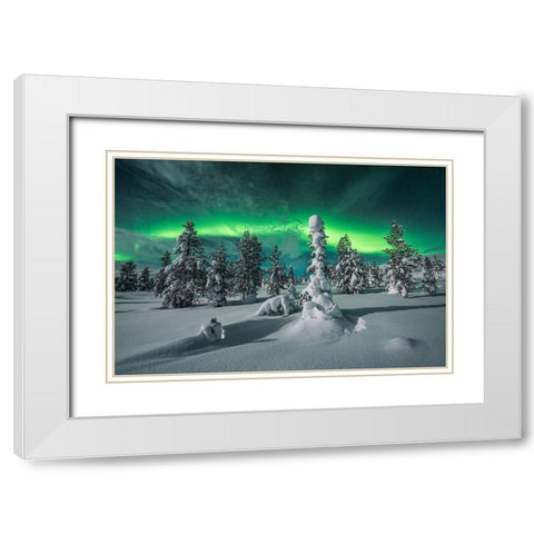 Polar Night White Modern Wood Framed Art Print with Double Matting by Hoffmann, Raymond