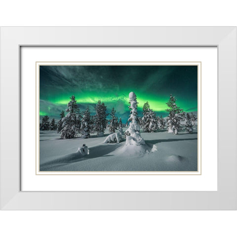 Polar Night White Modern Wood Framed Art Print with Double Matting by Hoffmann, Raymond