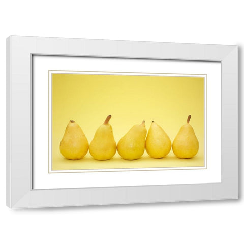 Five Pears White Modern Wood Framed Art Print with Double Matting by Saratonina, Sarah
