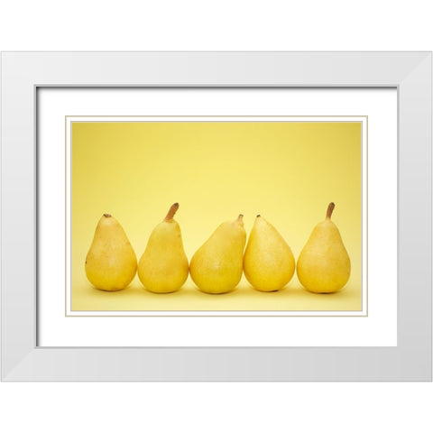 Five Pears White Modern Wood Framed Art Print with Double Matting by Saratonina, Sarah