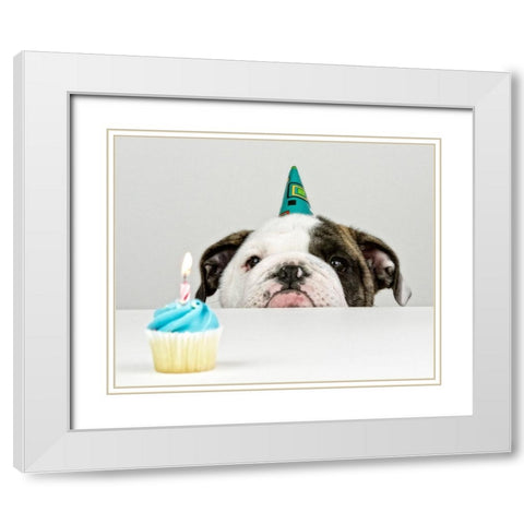 A Little Birthday White Modern Wood Framed Art Print with Double Matting by Melnotte, Mike