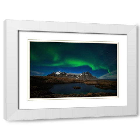 Dancing To The Mountain White Modern Wood Framed Art Print with Double Matting by Moreno, Miguel