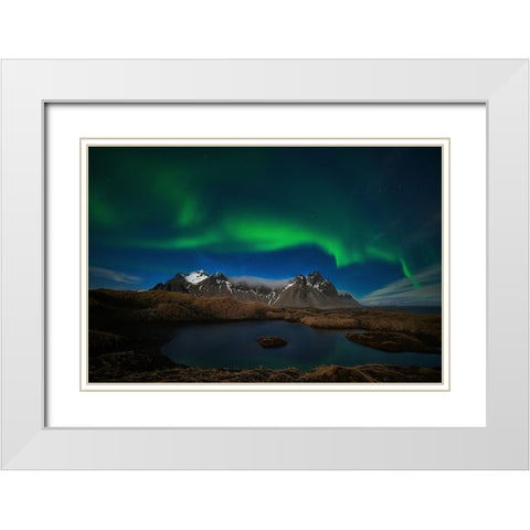 Dancing To The Mountain White Modern Wood Framed Art Print with Double Matting by Moreno, Miguel