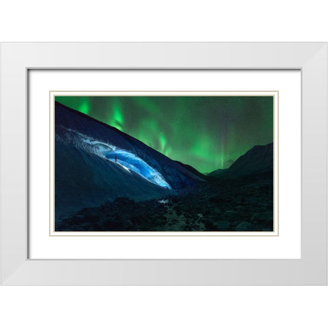 Athabasca Ice Burning White Modern Wood Framed Art Print with Double Matting by De La, Javier