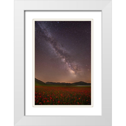 Red Meadows White Modern Wood Framed Art Print with Double Matting by Marchegiani, Roberto