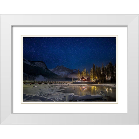 A Starry Fairytale Land White Modern Wood Framed Art Print with Double Matting by Jiang, Yi