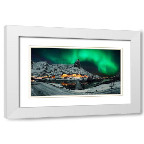 Over The Mountain White Modern Wood Framed Art Print with Double Matting by Zhu, Jingshu