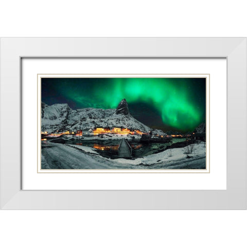 Over The Mountain White Modern Wood Framed Art Print with Double Matting by Zhu, Jingshu