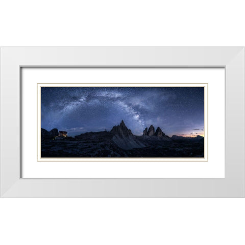 Stars In The Dolomites White Modern Wood Framed Art Print with Double Matting by Gastager, Daniel