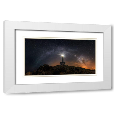 Nariga Lighthouse White Modern Wood Framed Art Print with Double Matting by Mendoza, Chencho