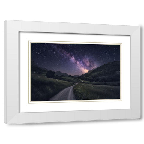Path To The Stars White Modern Wood Framed Art Print with Double Matting by F. Turienzo, Carlos